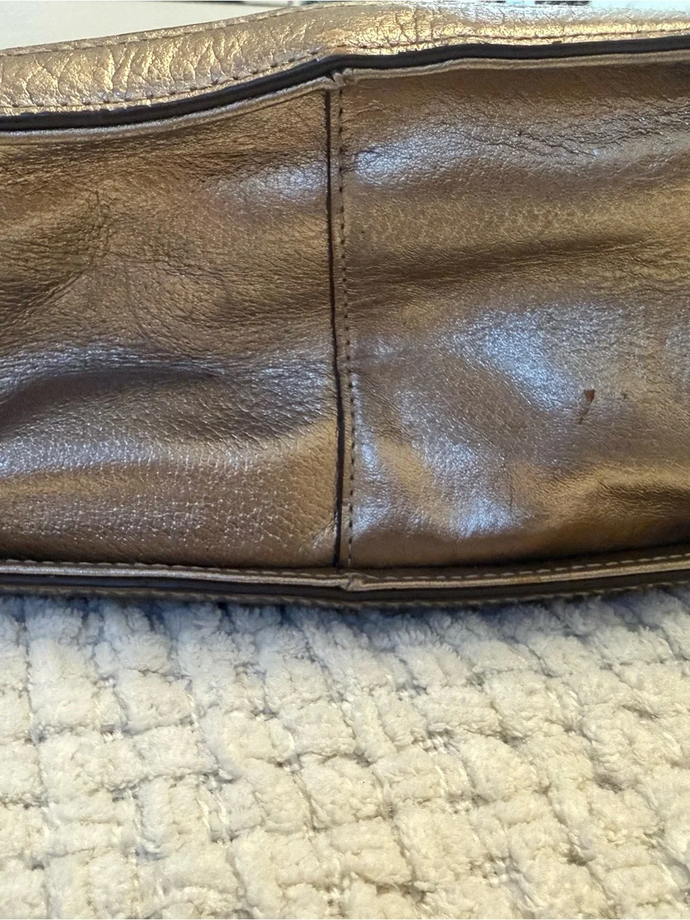 Ralph Lauren Metallic Taupe Shoulder Hobo with Gold Tag